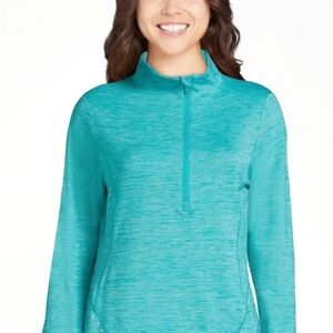 Avia NWT Women's Plus Half-Zip Teal Colored Long Sleeve Relaxed Pull Over 1201